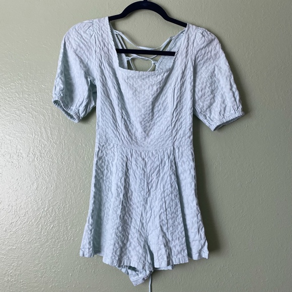 ASOS Turquoise Strappy Back Short Romper - Picture 1 of 6